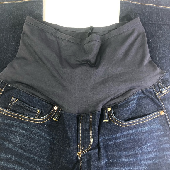 Gap Maternity Long & Lean Jeans 26 Women's Stretch Curvy Fit Flare Dark Wash - Picture 5 of 10